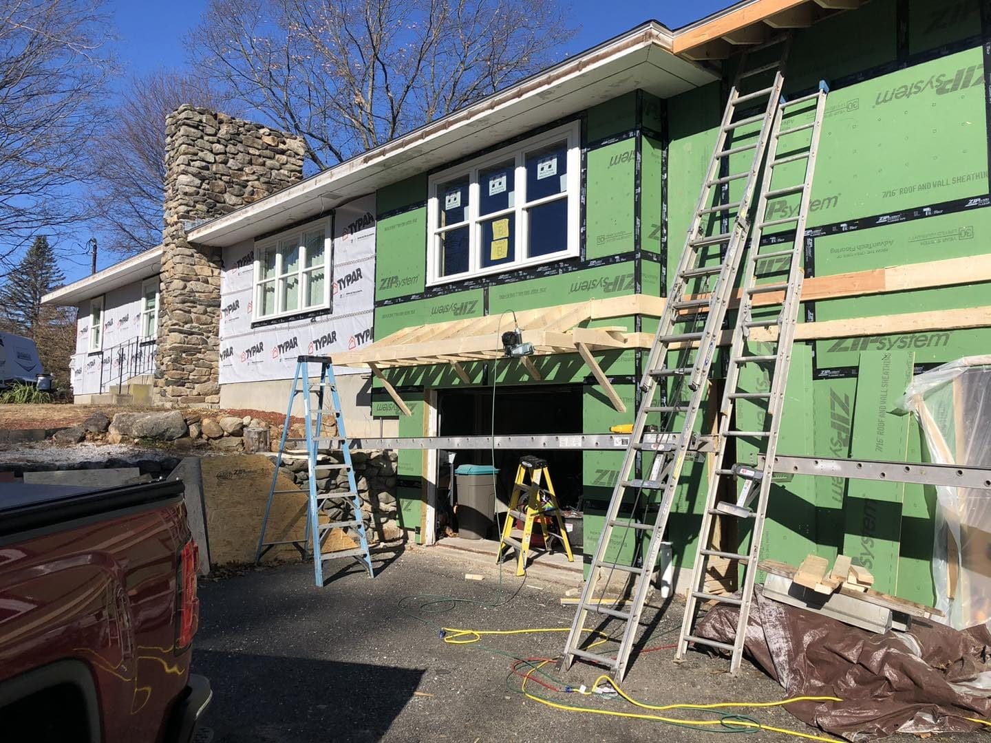 Windows and weather barrier installed