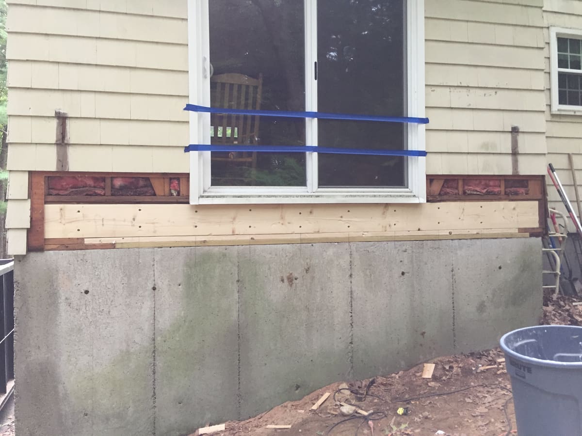 The rot repaired with new framing
