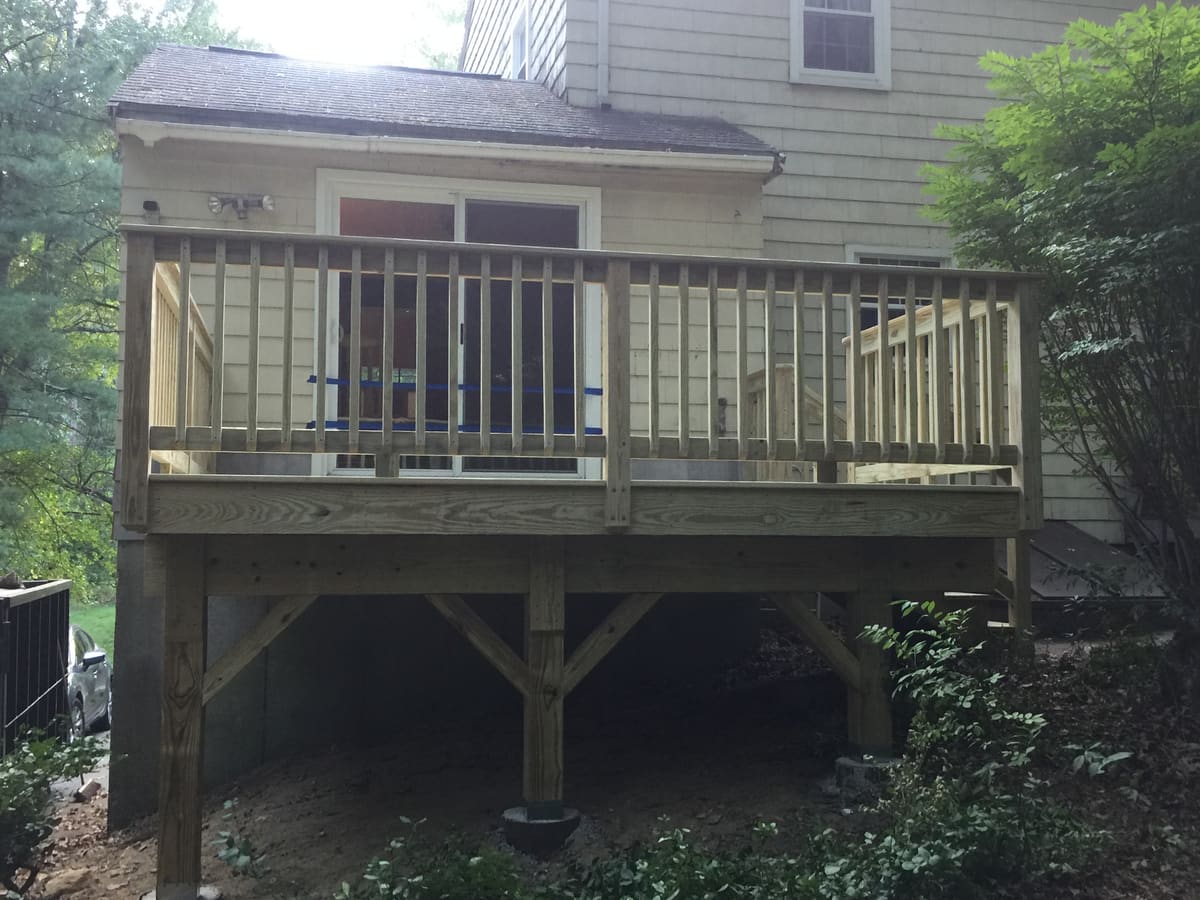 The deck on braced posts